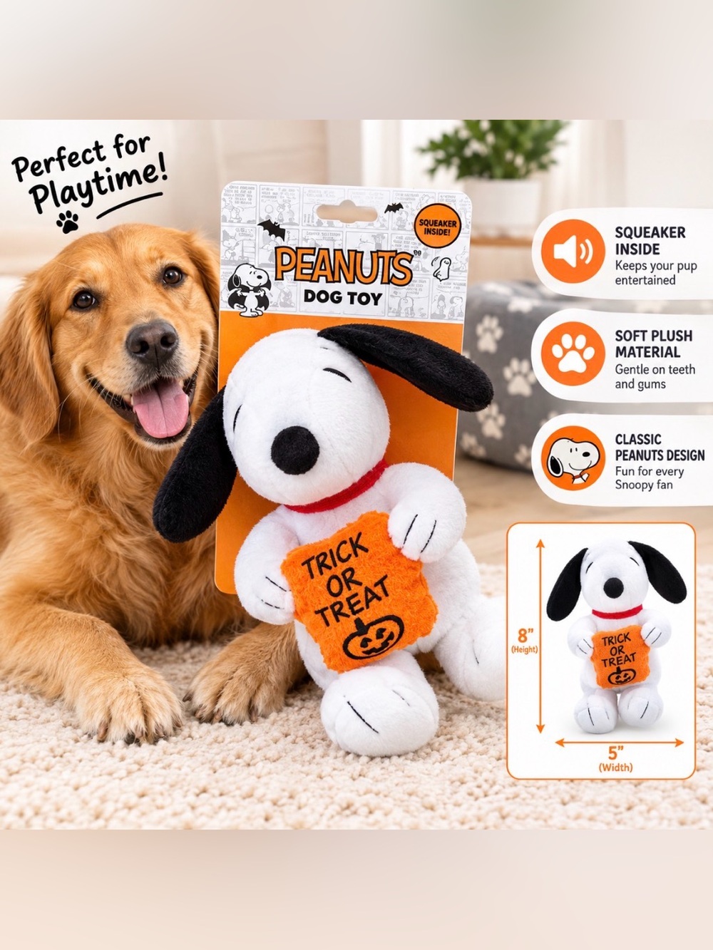 Peanuts Snoopy Trick or Treat Plush Dog Toy
